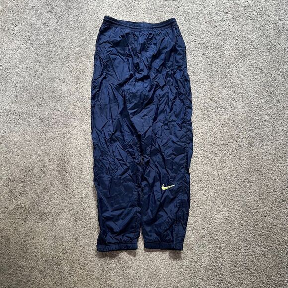 Vintage Nike Track Pants Mens Medium Navy Blue Drawstring Cargo Mesh Lined Y2K - Picture 1 of 6
